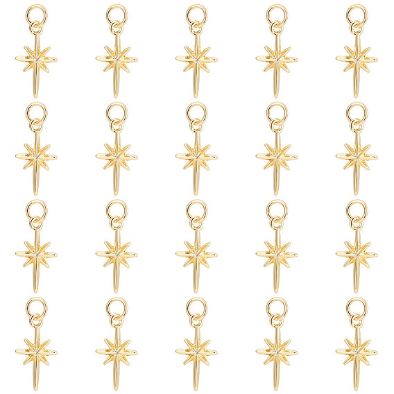 20 латунные подвески шт., с прыжковых колец, звезда