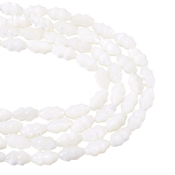 2 нити натуральные бусины из ракушек-троху, Горлянка