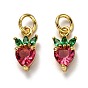 Латунные микро проложить кубического циркония прелести, с прыжковых колец, долговечный, клубника
