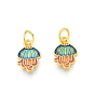 Alloy Enamel Charm, with Jump Rings, Matte Gold Color, Jellyfish