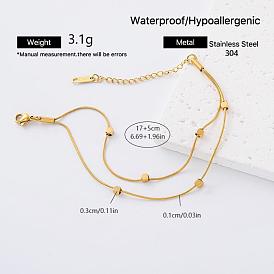 304 Stainless Steel 2-Strand Bracelets for Women, Golden
