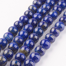  Lapis-lazuli, brins de perles naturels , ronde