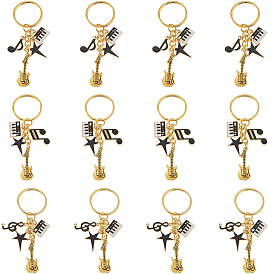 12шт 3 стили сплава брелоки, с железными разрезными брелоками, нотная запись