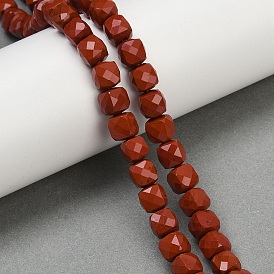 Натуральные красные яшмы бусы пряди, граненые, кубические