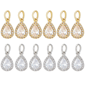 12 шт. 2 цвета стойка покрытие латунь микропаве прозрачный кубический цирконий подвески, с целью перехода в кольце, долговечный, очарование слезы