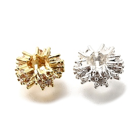 Плоские круглые латунные микро-паве кубические циркониевые европейские бусины, стойки покрытие, долговечный