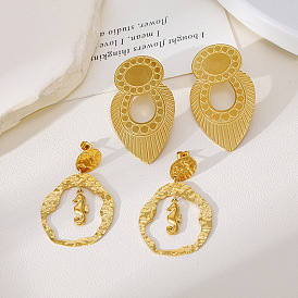 304 boucles d'oreilles en acier inoxydable, or
