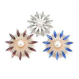 Брошь-булавки со стразами в виде подсолнуха, с пластиковой бисера, значок из сплава для рюкзака