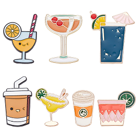 7шт. 7 стили эмалированных значков для напитков, булавки для лацканов из сплава для одежды рюкзака, разнообразные