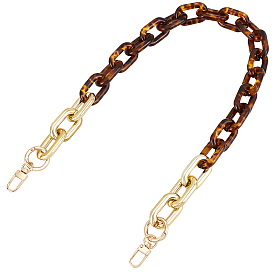 Acrylic Cable Chains Bag Handles, with Acrylic Clasps, Bag Replacement Accessories, Leopard Print Pattern