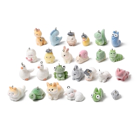 Флокированные подвески из непрозрачной смолы, с платиновыми тоновыми железными петлями