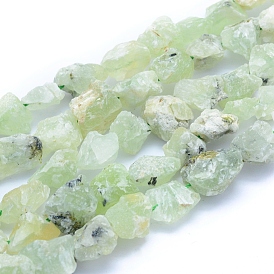 Raw Rough Natural Prehnite Beads Strands, Nuggets