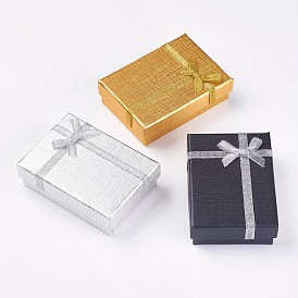 Cajas de collar de cartón, con bowknot de cinta y esponja dentro, Rectángulo