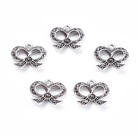 Alloy Pendant Rhinestone Settings, Lead Free and Cadmium Free, Bowknot, 17.5x16.5x3.5mm, Hole: 1.5mm