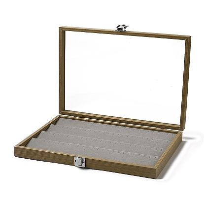 4-ярусные деревянные презентационные коробки для сережек, Витрина-органайзер для сережек со стеклянным окном и бархатом внутри, прямоугольные
