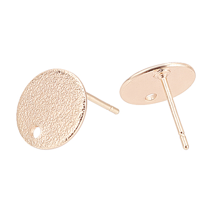 Hammered Brass Stud Earring Findings, Flat Round, Nickel Free