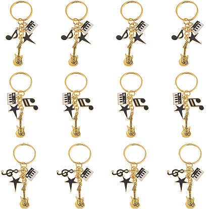 12шт 3 стили сплава брелоки, с железными разрезными брелоками, нотная запись