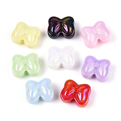 Непрозрачные акриловые бусины с УФ-покрытием, радужный, бантом
