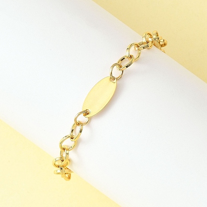 Латунные кабельные цепи браслеты, 201 браслеты из звеньев нержавеющей стали для женщин, с 304 из нержавеющей стали тумблеров застежками