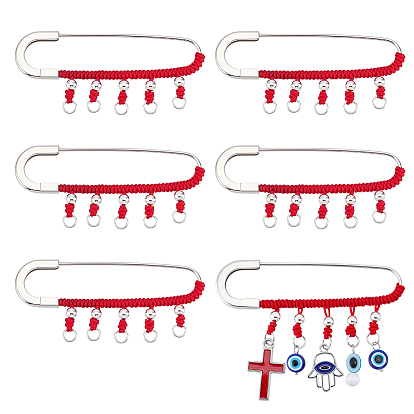 Zinc Alloy Kilt Pins, with Brass Round Beads & Jump Rings