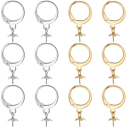 60шт 2 цвета 304 фурнитура для серег из нержавеющей стали, с щепоткой поручительств, за половину пробурено бисера