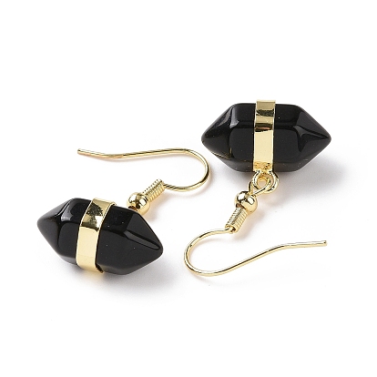 Gemstone Bullet Dangle Earrings, Golden Brass Jewelry for Women, Cadmium Free & Lead Free