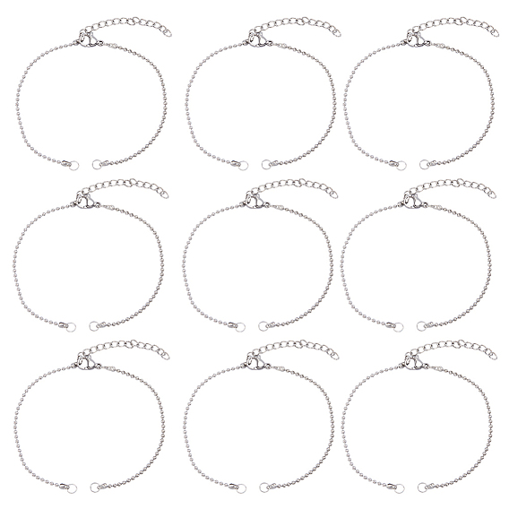 20шт 304 шариковые цепи из нержавеющей стали, для браслета решений, с карабин-лобстерами , подходит для соединительных подвесок