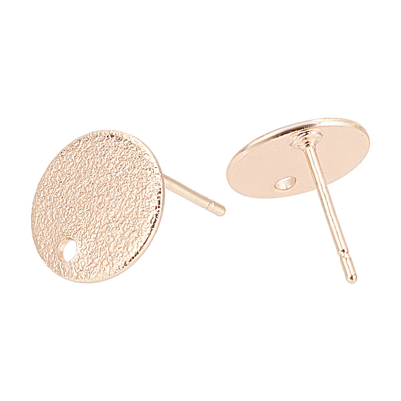 Hammered Brass Stud Earring Findings, Flat Round, Nickel Free
