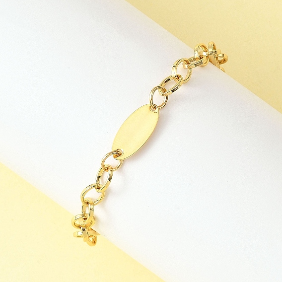 Латунные кабельные цепи браслеты, 201 браслеты из звеньев нержавеющей стали для женщин, с 304 из нержавеющей стали тумблеров застежками