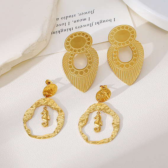 304 boucles d'oreilles en acier inoxydable, or