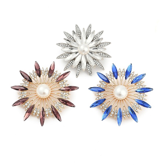 Брошь-булавки со стразами в виде подсолнуха, с пластиковой бисера, значок из сплава для рюкзака