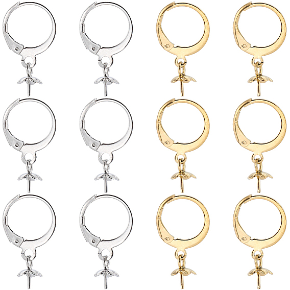 60шт 2 цвета 304 фурнитура для серег из нержавеющей стали, с щепоткой поручительств, за половину пробурено бисера