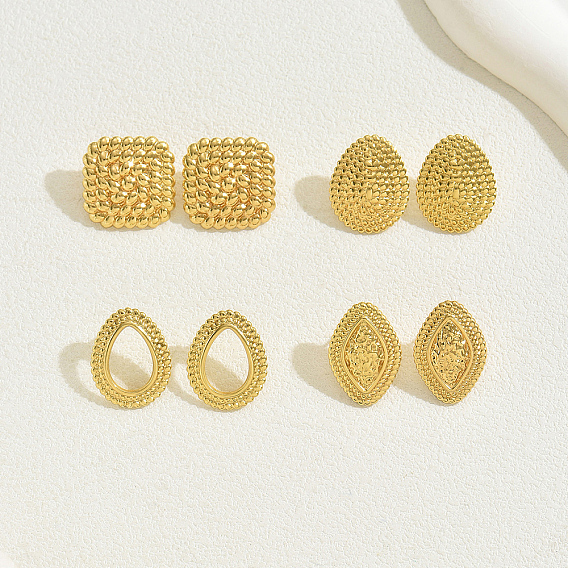 Геометрические 201 серьги-гвоздики из нержавеющей стали для женщин, идеально подходит для повседневной носки, золотые