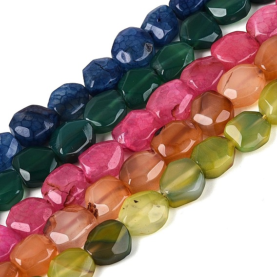 Нити окрашенных и нагретых бусин из натурального агата, самородки, граненые