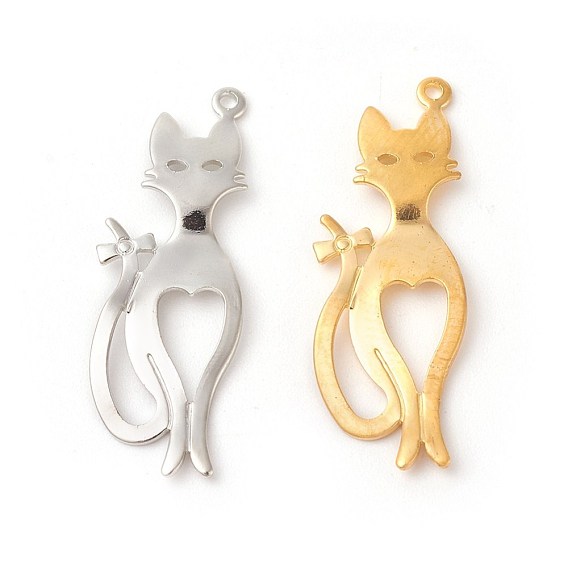 Кулоны для котят из латуни, силуэт кота