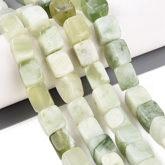 Natural Xiuyan Jade Beads Strands, Cuboid