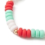 Handmade Polymer Clay Bead Stretch Bracelets for Women, Seed Beads Loom Pattern Rectangle Pendant Bracelets, Christmas Tree/Flower