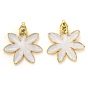 Natural Shell Big Pendants, with Golden Brass Findings and Chrysoprase, Flower Shape