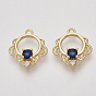 Brass Micro Pave Cubic Zirconia Pendants, Ring, Blue & Clear, Nickel Free