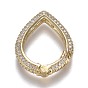 Brass Micro Pave Clear Cubic Zirconia Spring Gate Rings, Long-Lasting Plated, Teardrop