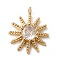 Crystal K9 Glass Pendants, with Brass Findings, Sun Charm