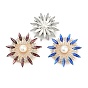 Брошь-булавки со стразами в виде подсолнуха, с пластиковой бисера, значок из сплава для рюкзака