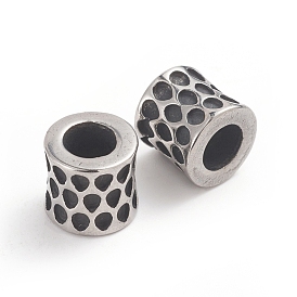 304 Stainless Steel Beads, Large Hole Beads, Column with Dot