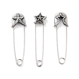Star 316 Surgical Stainless Steel Safety Pin Hoop Earrings for Women