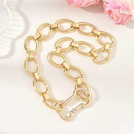 Collares de cadena ovalada de aluminio con mosquetones de escalada en roca de aleación de zinc con forma de hueso de perro.