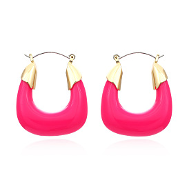 Minimalist Acrylic Earrings with Retro Resin Hoops and Colorful Alloy Design for Women