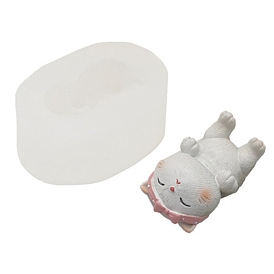 Sleeping Cat Food Grade Silicone Molds, Fondant Molds, Resin Casting Molds, for Chocolate, Candy, UV Resin & Epoxy Resin Decoration Making