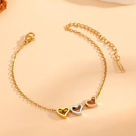 304 Dreifarbige Charm-Armbänder aus Edelstahl für Damen, roségold & golden & edelstahl farbe