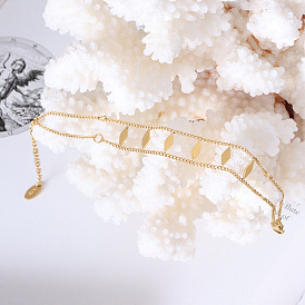 Bracelet minimaliste à paillettes en forme de diamant en acier titane et or blanc pour femme