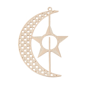 Brass Etched Metal Embellishments Big Pendants, Long-Lasting Plated, Moon with Star